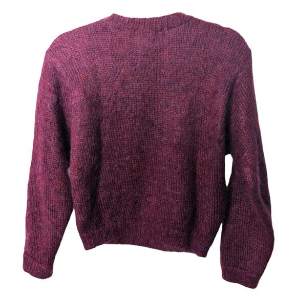 Vintage 80's Jeanne Pierre Pink Mohair Blend Cropped Sweater Fuzzy - Picture 2 of 7